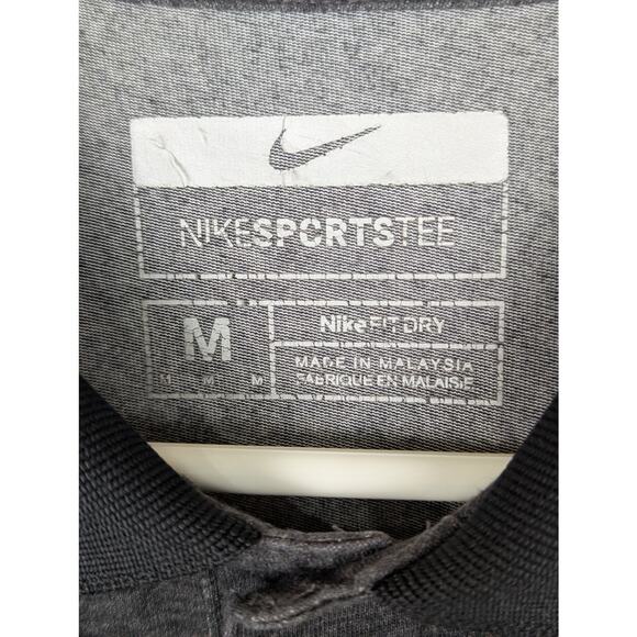 Nike Sports Tee Sz M  Black/Greys fit dry mens polo Chest42"Length27"collared SS - Picture 2 of 8